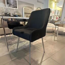 HOME LUXE INTERIOR Set of 2 Marco Dining Chair Brushed Velvet Black - thumbnail 1