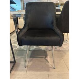 HOME LUXE INTERIOR Set of 2 Marco Dining Chair Brushed Velvet Black - thumbnail 2
