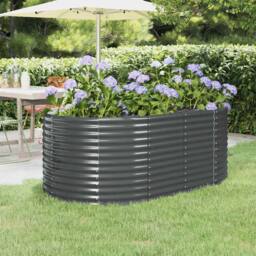 Berkfield Home Garden Raised Bed Powder-coated Steel 175x100x68 cm Anthracite in Dark Grey - Size: 175 x 100 x 68 cm - thumbnail 2