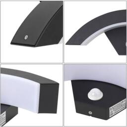 KORVIXA Warm White 12W Modern Outdoor LED Wall Light in Black - thumbnail 3
