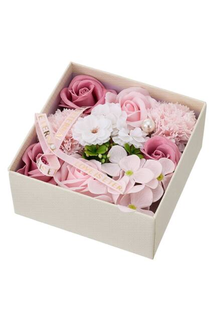 Living and Home Square Soap Flower Gift Box in Pink - image 1