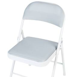 Wyld and Coco Set of 4 Folding Chairs Light Grey Padded Seats White Powder Coat - thumbnail 8