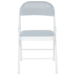 Wyld and Coco Set of 4 Folding Chairs Light Grey Padded Seats White Powder Coat - thumbnail 5