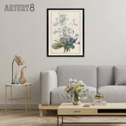 "Artery8 Bouquet of Flowers with Insects Redoute Vintage Framed Canvas Wall Art in White - Size: W12"" x H16""" - thumbnail 3