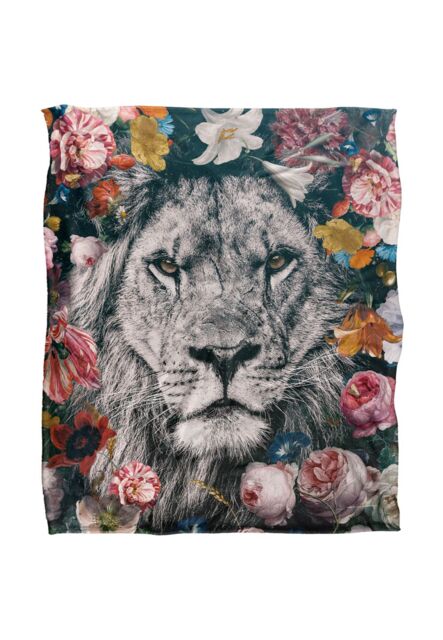 Reinders Floral White Lion Silky Touch Super Soft Throw Blanket 152 X 127 cm - image 1