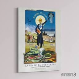 "Artery8 Swiss Vintage Anti Absinthe Advert Canvas Wall Art Print in Blue - Size: W18"" x H24""" - thumbnail 2