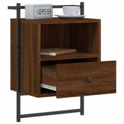 Berkfield Home Decorative Bedside Cabinet Wall-mounted Brown Oak 40x30x61 cm Eng - Size: 40 x 30 x 61 cm - thumbnail 4