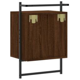 Berkfield Home Decorative Bedside Cabinet Wall-mounted Brown Oak 40x30x61 cm Eng - Size: 40 x 30 x 61 cm - thumbnail 8