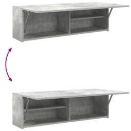 Berkfield Home Decorative Bathroom Wall Cabinet Concrete Grey 100x25x30 cm Engin - Size: 100 x 25 x 30 cm - thumbnail 9