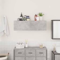 Berkfield Home Decorative Bathroom Wall Cabinet Concrete Grey 100x25x30 cm Engin - Size: 100 x 25 x 30 cm