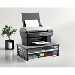 Kelvenix Laptop Monitor Stand with Drawer, Metal Mesh Desktop Storage Riser in Black - thumbnail 5