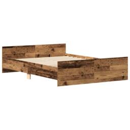Berkfield Home Durable Bed Frame without Mattress Old Wood 135x190cm Engineered Wood in Brown - Size: 135x190 cm - thumbnail 4