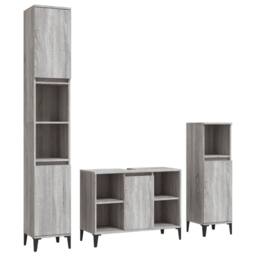 Berkfield Home 3 Piece Bathroom Furniture Set Grey Sonoma Engineered Wood - thumbnail 2
