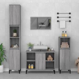 Berkfield Home 3 Piece Bathroom Furniture Set Grey Sonoma Engineered Wood - thumbnail 1