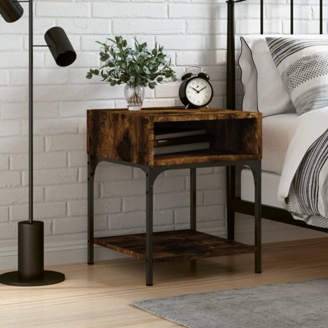Berkfield Home Bedside Table Smoked Oak 40x41x50 cm Engineered Wood in Brown - Size: 40 x 41 x 50 cm - image 1