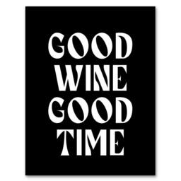 Artery8 Good Wine Good Time Black White Fun Cheeky Framed Wall Art Print - Size: A4 - thumbnail 1