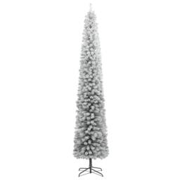 Berkfield Home Slim Christmas Tree with Stand & Flocked Snow 300 cm PVC in White - thumbnail 3