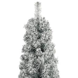 Berkfield Home Slim Christmas Tree with Stand & Flocked Snow 300 cm PVC in White - thumbnail 1