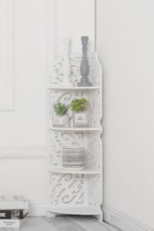 Living and Home 4 Tier Corner Display Plant Stand Garden Bathroom Shelf in White - thumbnail 7