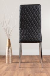 FurnitureboxUK Santorini Brown Wood Effect Dining Table & 6 Milan Chrome Leg Chairs in Black - thumbnail 6