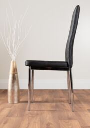 FurnitureboxUK Santorini Brown Wood Effect Dining Table & 6 Milan Chrome Leg Chairs in Black - thumbnail 5