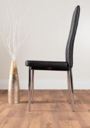 FurnitureboxUK Santorini Brown Wood Effect Dining Table & 6 Milan Chrome Leg Chairs in Black - thumbnail 9