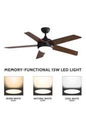 Living and Home Rustic Wooden 5-Blade Ceiling Fan with LED Light in Brown - thumbnail 6