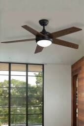 Living and Home Rustic Wooden 5-Blade Ceiling Fan with LED Light in Brown - thumbnail 2