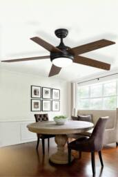 Living and Home Rustic Wooden 5-Blade Ceiling Fan with LED Light in Brown - thumbnail 3