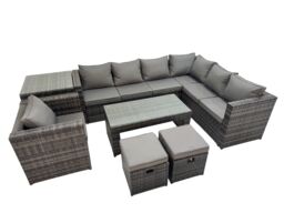 Fimous Garden Furniture Set with Chair 2 Small Stools Side Table Dark Grey - thumbnail 1