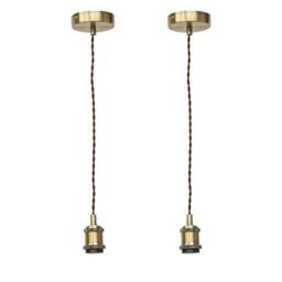 First Choice Lighting Set of 2 Flex - Antique Brass Retro Ceiling Pendant Flex Kits in Bronze - thumbnail 1