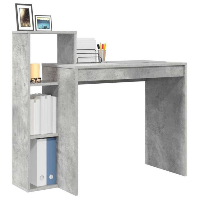 Berkfield Home Elegant Writing Desk Concrete grey Concrete-effect laminate, engi - image 1
