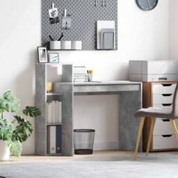 Berkfield Home Elegant Writing Desk Concrete grey Concrete-effect laminate, engi - thumbnail 2