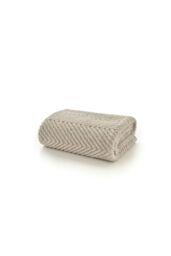 Deyongs Jumbo Hemsworth Chevron Fleece Throw Blanket Super Soft Warm & Cozy 130x170cm in Stone - Size: 130 cm x 170 cm - thumbnail 2