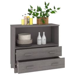 Berkfield Home Sideboard HAMAR Light Grey 85x35x80 cm Solid Wood Pine - Size: 85 x 35 x 80 cm - thumbnail 4