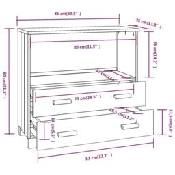 Berkfield Home Sideboard HAMAR Light Grey 85x35x80 cm Solid Wood Pine - Size: 85 x 35 x 80 cm - thumbnail 9