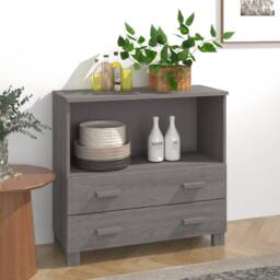 Berkfield Home Sideboard HAMAR Light Grey 85x35x80 cm Solid Wood Pine - Size: 85 x 35 x 80 cm - thumbnail 2