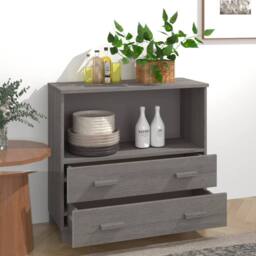 Berkfield Home Sideboard HAMAR Light Grey 85x35x80 cm Solid Wood Pine - Size: 85 x 35 x 80 cm