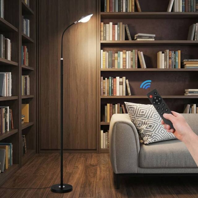 NIVOR 173cm Black Reading Dimmable 360° adjustable LED Floor Lamp Remote - image 1