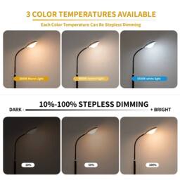 NIVOR 173cm Black Reading Dimmable 360° adjustable LED Floor Lamp Remote - thumbnail 9