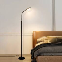 NIVOR 173cm Black Reading Dimmable 360° adjustable LED Floor Lamp Remote - thumbnail 6