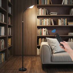 NIVOR 173cm Black Reading Dimmable 360° adjustable LED Floor Lamp Remote - thumbnail 1
