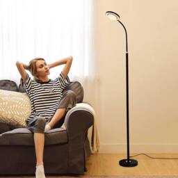 NIVOR 173cm Black Reading Dimmable 360° adjustable LED Floor Lamp Remote - thumbnail 7