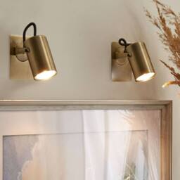 Wyld and Coco Brass Industrial Wall Lamps Set of 2 with Adjustable Arms in Bronze - thumbnail 1