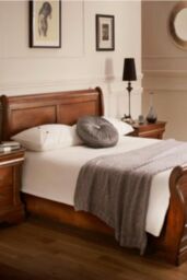 Time4sleep Toulon Mahogany Finish Wooden Mahogany Sleigh - Bed Frame in Brown - Size: King