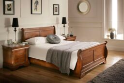 Time4sleep Toulon Mahogany Finish Wooden Mahogany Sleigh - Bed Frame in Brown - Size: King - thumbnail 2