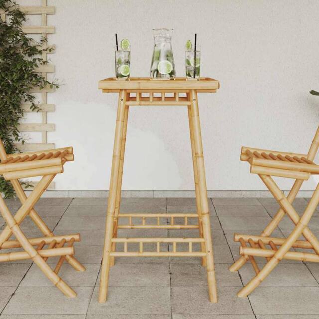 Berkfield Home Outdoor Bar Table Square 55x55x100 cm Bamboo in Light Tan - Size: 55 x 55 x 100 cm - image 1