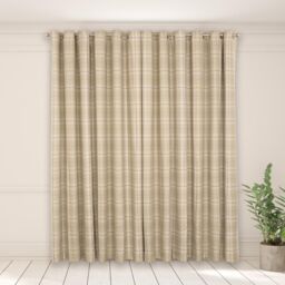 OHS Pair Of Woven Check Eyelet Curtains Textured in Green - Size: 168 cm width x 183 cm drop - thumbnail 3