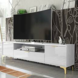 Mex Furniture LTD TV Unit Goldline Gloss 200cm - Glossy White