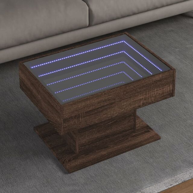 Berkfield Home Coffee Table with LED Brown Oak 70x50x45 cm Engineered Wood - Size: 70 x 50 x 45 cm - image 1